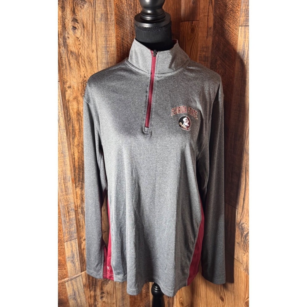 Colosseum Florida State Seminoles Quarter Zip Pullover Gray Men's XL